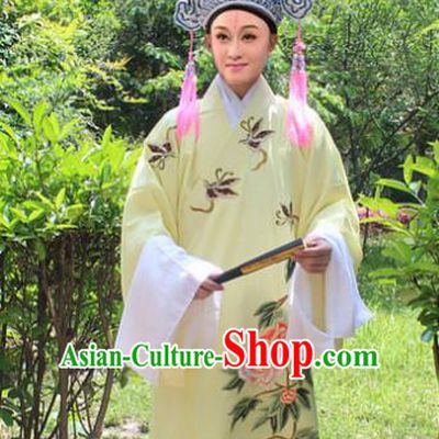 Traditional China Beijing Opera Young Men Costume and Hat, Ancient Chinese Peking Opera Niche Embroidery Yellow Clothing