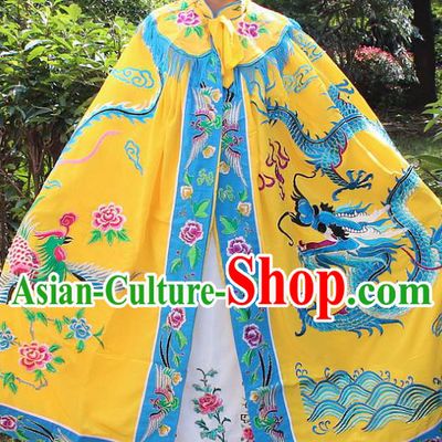 Traditional China Beijing Opera Young Lady Hua Tan Cloak Costume, Ancient Chinese Peking Opera Female Diva Embroidery Dragon and Phoenix Cape Clothing