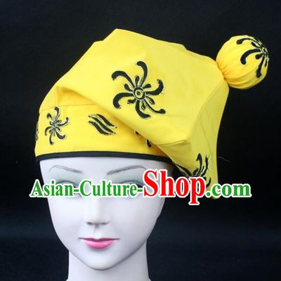 Traditional China Beijing Opera Takefu Hat, Ancient Chinese Peking Opera Martial Arts Men Headwear Embroidery Handsome Monkey King Kerchief
