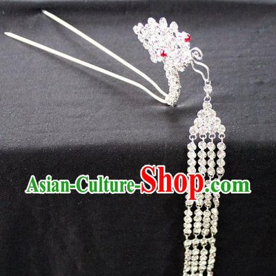 Traditional China Beijing Opera Young Lady Hair Accessories Tassel Step Shake, Ancient Chinese Peking Opera Hua Tan Diva Red Crystal Butterfly Hairpins