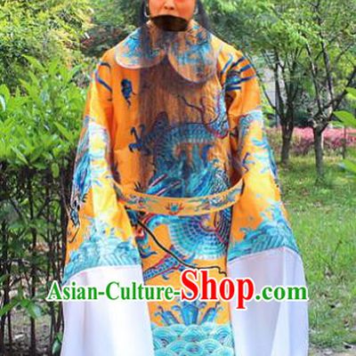 Traditional China Beijing Opera Niche Costume Emperor Embroidered Robe and Headwear, Ancient Chinese Peking Opera Embroidery King Gwanbok Clothing