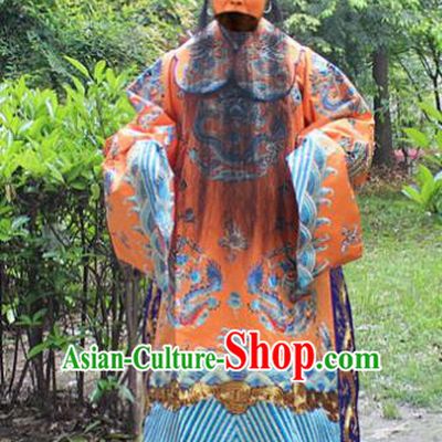 Traditional China Beijing Opera Niche Costume Emperor Embroidered Robe and Headwear, Ancient Chinese Peking Opera Embroidery Royal Highness Gwanbok Clothing
