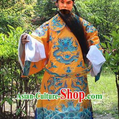Traditional China Beijing Opera Niche Costume Emperor Embroidered Dragon Robe and Headwear, Ancient Chinese Peking Opera Embroidery Royal Highness Gwanbok Clothing