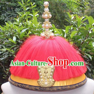 Traditional China Beijing Opera Emperor Hat, Ancient Chinese Peking Opera Qing Dynasty Manchu King Headwear