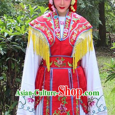 Traditional China Beijing Opera Young Lady Hua Tan Costume Embroidered Cape, Ancient Chinese Peking Opera Female Diva Embroidery Dress Clothing