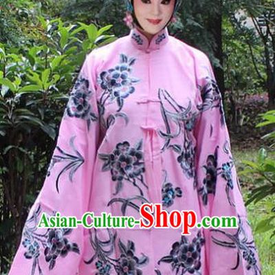 Traditional China Beijing Opera Young Lady Hua Tan Costume Pink Embroidered Cape, Ancient Chinese Peking Opera Female Diva Embroidery Dress Clothing