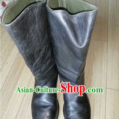 Traditional Chinese Classical Style Handmade Farmer Old Leather Boots