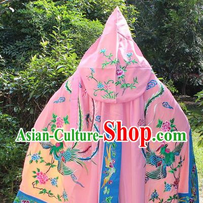 Traditional China Beijing Opera Young Lady Costume Diva Embroidered Pink Cloak, Ancient Chinese Peking Opera Hua Tan Embroidery Cape Clothing