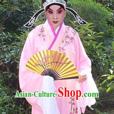 Traditional China Beijing Opera Niche Costume Scholar Embroidered Robe and Headwear, Ancient Chinese Peking Opera Embroidery Pink Xiucai Gwanbok Clothing