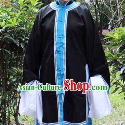 Traditional China Beijing Opera Costume Old Women Cape, Ancient Chinese Peking Opera Pantaloon Black Dress Clothing