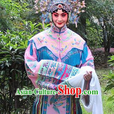 Traditional China Beijing Opera Young Lady Hua Tan Costume Imperial Concubine Pink Embroidered Robe and Headwear, Ancient Chinese Peking Opera Female Diva Embroidery Dress Clothing