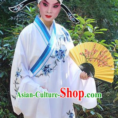 Traditional China Beijing Opera Niche Costume Scholar Embroidered Robe and Headwear, Ancient Chinese Peking Opera Embroidery Peony Gwanbok Clothing