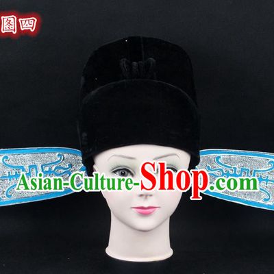 Traditional China Beijing Opera Young Men Hair Accessories Lang Scholar Hat, Ancient Chinese Peking Opera Magistrates Black Gauze Cap