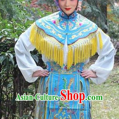 Traditional China Beijing Opera Hua Tan Costume Imperial Princess Embroidered Robe, Ancient Chinese Peking Opera Female Diva Embroidery Dress Blue Clothing