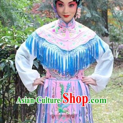 Traditional China Beijing Opera Hua Tan Costume Imperial Princess Embroidered Robe, Ancient Chinese Peking Opera Female Diva Embroidery Dress Pink Clothing