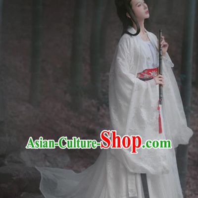 Traditional Ancient Chinese Young Lady Costume, Elegant Hanfu Clothing Chinese Jin Dynasty Imperial Princess Tailing Embroidered Dress Clothing for Women