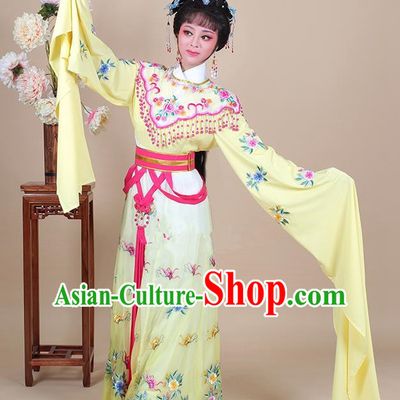 Traditional China Beijing Opera Young Lady Hua Tan Costume Female Princess Clothing, Ancient Chinese Peking Opera Diva Embroidery Yellow Dress