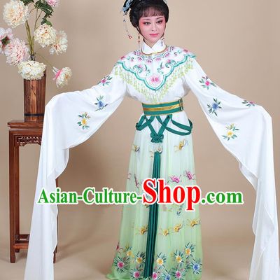 Traditional China Beijing Opera Young Lady Hua Tan Costume Female Princess Clothing, Ancient Chinese Peking Opera Diva Embroidery Green Dress
