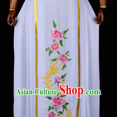 Traditional China Beijing Opera Young Lady Hua Tan Costume Embroidered Pleated Skirt, Ancient Chinese Peking Opera Diva Embroidery Peony Dress Bust Skirt