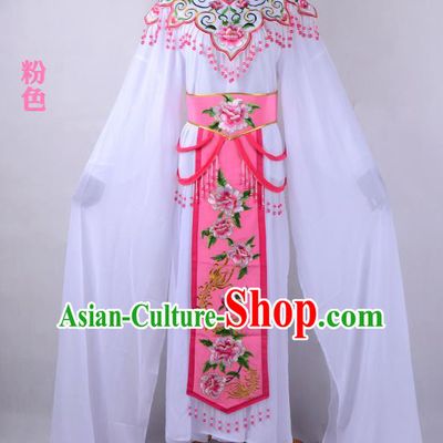 Traditional China Beijing Opera Young Lady Hua Tan Costume Cloud Shoulder Embroidered Clothing, Ancient Chinese Peking Opera Diva Embroidery Pink Dress Clothing