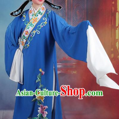 Traditional China Beijing Opera Young Men Costume Lang Scholar Royalblue Embroidered Robe, Ancient Chinese Peking Opera Niche Embroidery Clothing