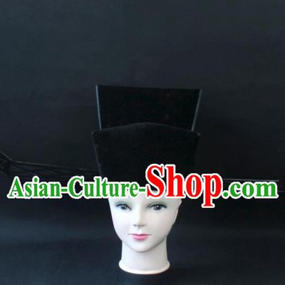 Traditional China Beijing Opera Headpiece Prime Minister Hat, Ancient Chinese Peking Opera Chancellor Hat Headwear