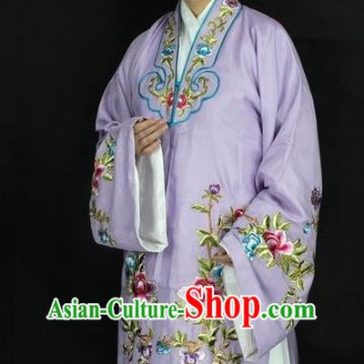 Traditional China Beijing Opera Young Lady Hua Tan Costume Lilac Embroidered Cape, Ancient Chinese Peking Opera Female Diva Embroidery Peony Dress Clothing