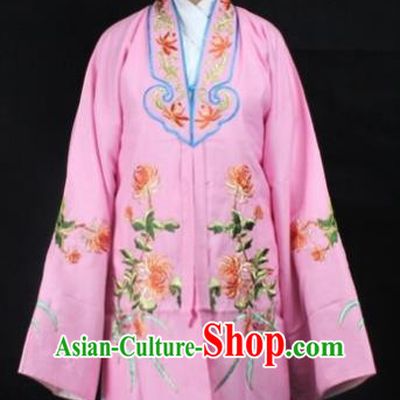 Traditional China Beijing Opera Young Lady Hua Tan Costume Pink Embroidered Shawl, Ancient Chinese Peking Opera Female Diva Embroidery Chrysanthemum Dress Clothing