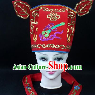 Traditional China Beijing Opera Headpiece Prime Minister Hat, Ancient Chinese Peking Opera Lang Scholar Hat Headwear