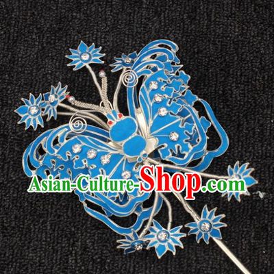 Traditional China Beijing Opera Young Lady Hair Accessories, Ancient Chinese Peking Opera Hua Tan Diva Butterfly Hairpins