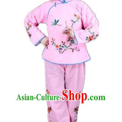 Traditional China Beijing Opera Young Lady Hua Tan Costume Maidservants Embroidered Pink Clothing, Ancient Chinese Peking Opera Diva Embroidery Dress Clothing