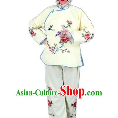 Traditional China Beijing Opera Young Lady Hua Tan Costume Maidservants Embroidered Yellow Clothing, Ancient Chinese Peking Opera Diva Embroidery Dress Clothing
