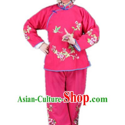 Traditional China Beijing Opera Young Lady Hua Tan Costume Maidservants Embroidered Rosy Clothing, Ancient Chinese Peking Opera Diva Embroidery Dress Clothing