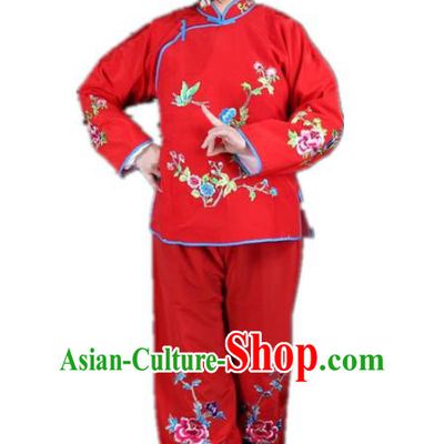 Traditional China Beijing Opera Young Lady Hua Tan Costume Maidservants Embroidered Red Clothing, Ancient Chinese Peking Opera Diva Embroidery Dress Clothing
