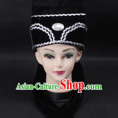 Traditional China Beijing Opera Young Men Hair Accessories Headwear, Ancient Chinese Peking Opera Niche Hat Black Kerchief
