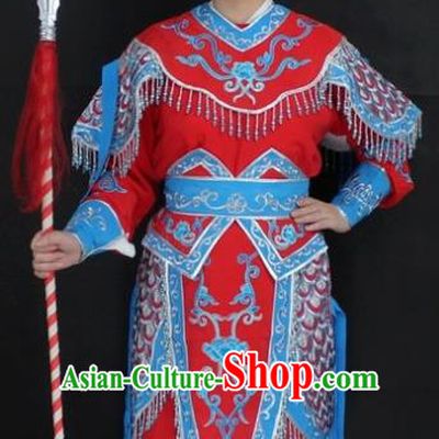 Traditional China Beijing Opera Swordplay Costume Red Embroidered Clothing, Ancient Chinese Peking Opera Blues Embroidery Dress Clothing