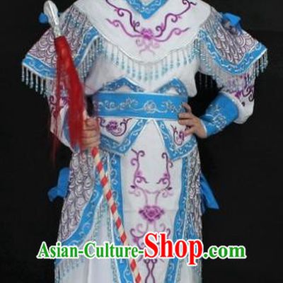 Traditional China Beijing Opera Swordplay Costume White Embroidered Clothing, Ancient Chinese Peking Opera Blues Embroidery Dress Clothing