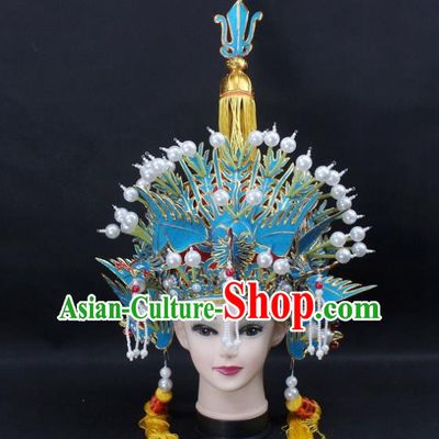 Traditional China Beijing Opera Young Lady Hair Accessories Empress Phoenix Coronet, Ancient Chinese Peking Opera Hua Tan Headwear Diva Hat