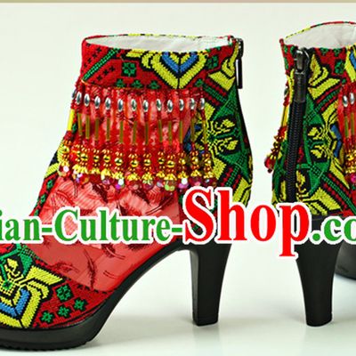 Traditional Handmade Hmong Women Minority Shoes Miao Ethnic Shoes