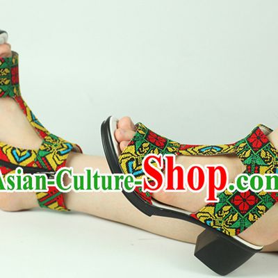 Traditional Handmade Hmong Women Hmoob Minority Shoes Miao Ethnic Shoes