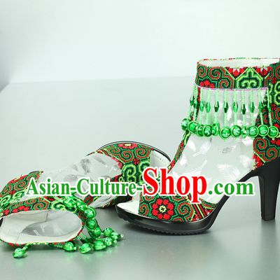 Traditional Handmade Hmong Women Hmoob Minority Shoes Miao Ethnic Shoes