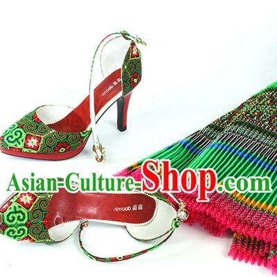 Traditional Handmade Hmong Women Hmoob Minority Shoes Miao Ethnic Shoes