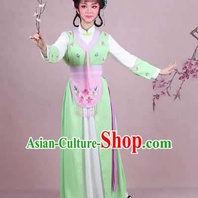 Traditional China Beijing Opera Young Lady Hua Tan Costume Servant Girl Embroidered Green Clothing, Ancient Chinese Peking Opera Diva Embroidery Dress Clothing
