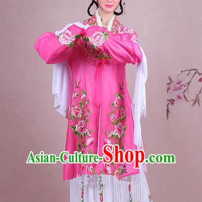 Traditional China Beijing Opera Young Lady Hua Tan Costume Embroidered Pink Shawl, Ancient Chinese Peking Opera Diva Embroidery Dress Clothing