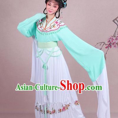 Traditional China Beijing Opera Young Lady Costume A Dream in Red Mansions Maidservants Embroidered Green Dress, Ancient Chinese Peking Opera Hua Tan Embroidery Clothing