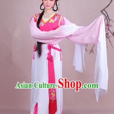 Traditional China Beijing Opera Young Lady Servant Girl Costume Embroidered Pink Dress, Ancient Chinese Peking Opera Diva Embroidery Clothing
