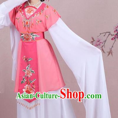 Traditional China Beijing Opera Young Lady Costume Embroidered Watermelon Red Servant Girl Dress, Ancient Chinese Peking Opera Diva Embroidery Peony Clothing