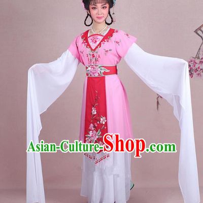 Traditional China Beijing Opera Young Lady Costume Embroidered Pink Servant Girl Dress, Ancient Chinese Peking Opera Diva Embroidery Peony Clothing