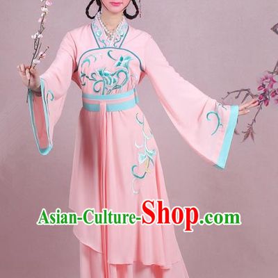 Traditional China Beijing Opera Palace Lady Costume Embroidered Servant Girl Dress, Ancient Chinese Peking Opera Diva Embroidery Pink Clothing