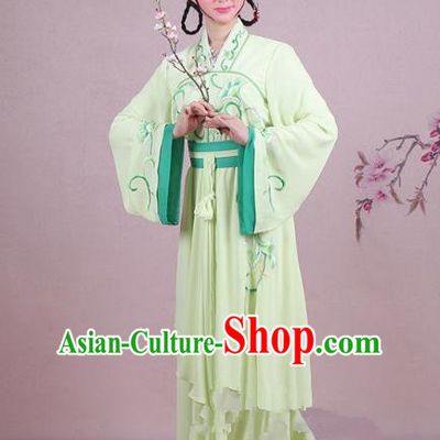 Traditional China Beijing Opera Palace Lady Costume Embroidered Servant Girl Dress, Ancient Chinese Peking Opera Diva Embroidery Green Clothing